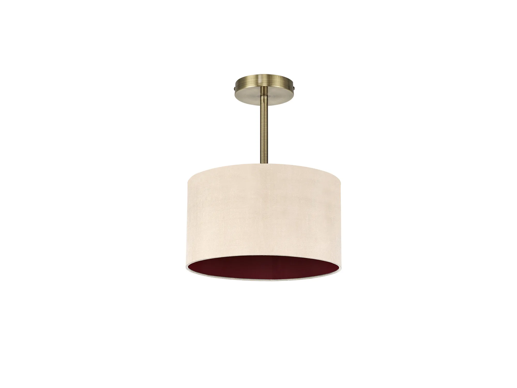 Baymont 30cm Semi Flush 1 Light Antique Brass; Antique Gold/Ruby DK0164  Deco Baymont AB AG